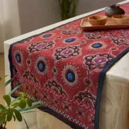 Peepul Tree Red & Black Pure Cotton Dining Table Runner-picture-27