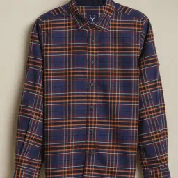 Allen Solly Boys Navy Cotton Slim Fit Chequered Shirt-picture-16