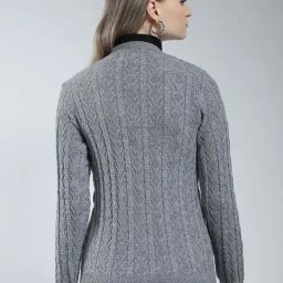 Monte Carlo Grey Regular Fit Self Pattern Cardigan image 2