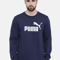 Puma Men Navy Blue Printed ESS Logo Crew Sweatshirt-53