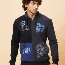 Being Human Black Regular Fit Printed Hooded Sweatshirt-image-55