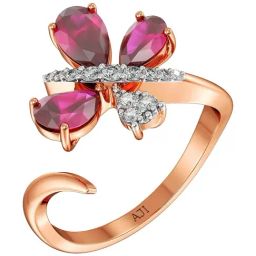 Joyalukkas 18k (750) Purity Rose Gold Crimson Butterfly Charm Diamond Ring-image-34