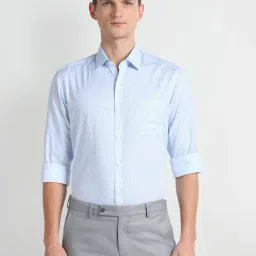 Arrow Blue Cotton Slim Fit Printed Shirt-picture-21