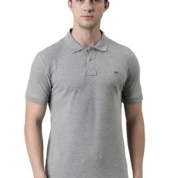Force NXT Grey Melange Cotton Regular Fit Polo T-Shirt-2