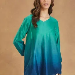 Fabindia Blue Regular Fit Printed Tunic-picture-36