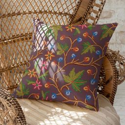 CASABLEU Varoski Kashmiri Purple 2 Pieces Floral Printed Square Cushion Covers-picture-26