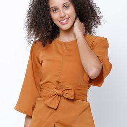 Tokyo Talkies Women Orange Solid Top-image-73