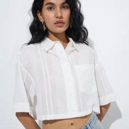 Nuon by Westside White Seersucker Cotton Shirt-picture-25