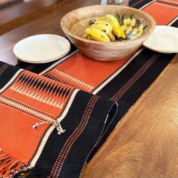 Peepul Tree Rust & Black Pure Cotton Table Runner image 2