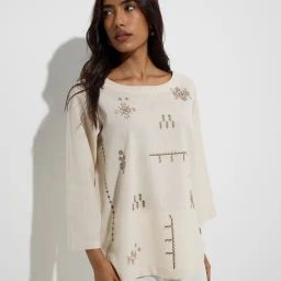 Utsa by Westside Off-White Embroidered Cotton-Blend Tunic-picture-27