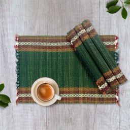 Peepul Tree Handmade Dining Table Mats in Green (Set of 2/4/6) image 2