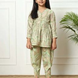 READIPRINT FASHIONS Kids Olive Printed kurti & Dhoti-image-63