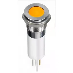 RS PRO Orange Panel Mount Indicator 24V DC, Mounting Hole Size 12 mm, Termination Type Faston, Solder Lug, IP Rating IP67, Model No 1246420-42