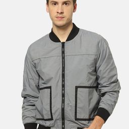 Campus Sutra Men Grey Solid Windcheater Sporty Jacket-image-34