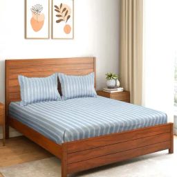 Saral Home Caci Grey 200 TC Microfiber Soft Queen Bedsheet with 2 Pillow Covers-picture-33