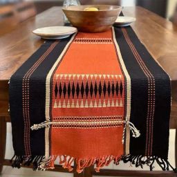 Peepul Tree Rust & Black Pure Cotton Table Runner-22