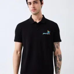Spykar Black Cotton Slim Solid Polo T-Shirt-picture-31
