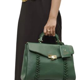 Hidesign Green Textured Medium Satchel Handbag-29