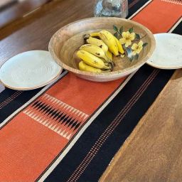 Peepul Tree Rust & Black Pure Cotton Table Runner image 5