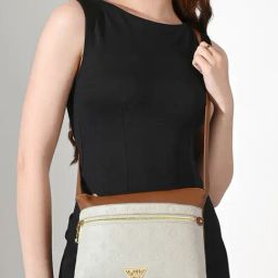 Lavie White Color Block Sling Handbag-14