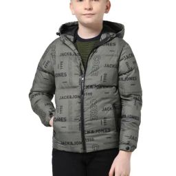 Jack & Jones Junior Green Printed Full Sleeves Jacket-image-70