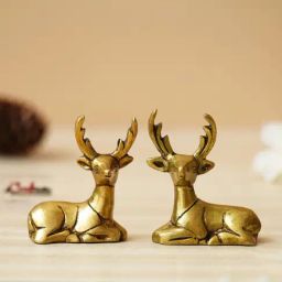 eCraftIndia Golden Brass Deer Statues Showpieces-45
