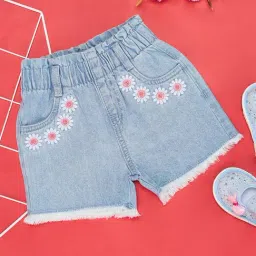 Pantaloons Baby Kids Blue Cotton Embroidered Shorts-picture-42