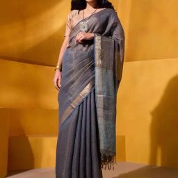 Taneira Grey Woven Saree With Unstitched Blouse-image-47