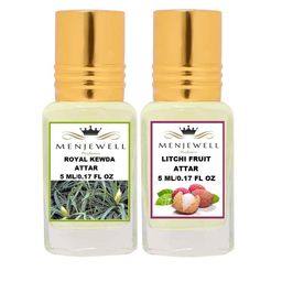 Menjewell Pack of 2 Attar -  Royal Kewda & Litchi Fruit  Attar 5ml Each-9