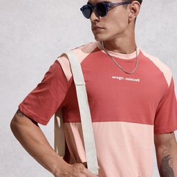WROGN Colourblocked Drop-Shoulder Sleeves Pure Cotton Oversized T-shirt-image-36