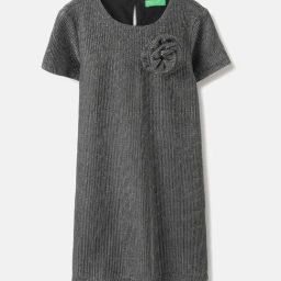United Colors of Benetton Girls Dark Grey Textured Dress-image-53