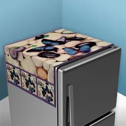 Kuber Industries Beige Stone Butterfly Fridge Cover With 6 Utility Pockets Appliance Cover-picture-22