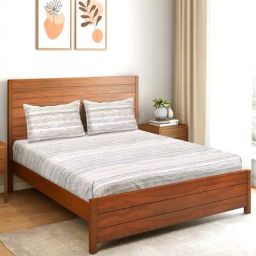 Saral Home Rive Brown 200 TC Microfiber Soft Queen Bedsheet with 2 Pillow Covers-image-91
