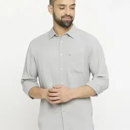 Basics Grey Cotton Slim Fit Shirt-image-102