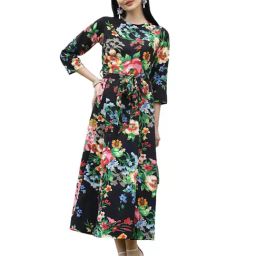 Melon by PlusS Black Floral Print Midi Dress-image-80