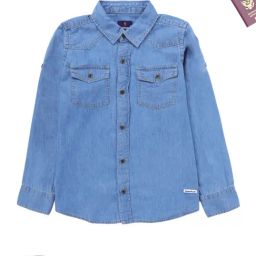Kiddopanti Boys Light Blue Denim Regular Fit Shirt-picture-31