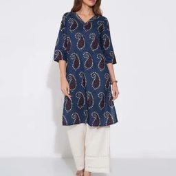 Rangmanch By Pantaloons Blue Quartz Regular Fit Printed Kurta-picture-49