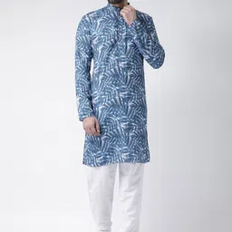 Hangup Men blue ethnic motifs printed kurta-image-25