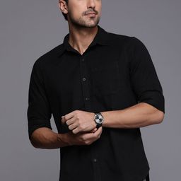 WROGN Men Slim Fit Solid Opaque Pure Cotton Casual Shirt With Chest Pocket-image-37