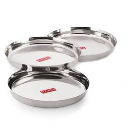 HAZEL Silver Stainless Steel Dinner Plates - Set of 3-picture-42