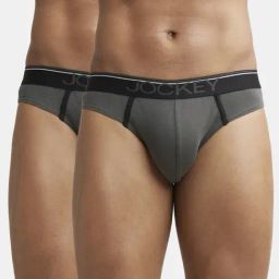 Jockey 8044 Slate Blue Super Combed Cotton Rib Briefs with Ultrasoft Waistband - Pack of 2-45