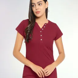 Boldwink Women V-Neck Slim Fit T-shirt-image-24