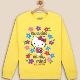 Kidsville Girls Yellow Character Based Full Sleeves Sweatshirt-image-49