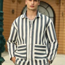 Campus Sutra Multicolor Poly Spandex Oversized Stripes Shirt-image-40