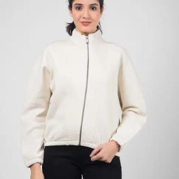 NUMERO UNO Cream Brushed Fleece Solid Jacket-picture-46