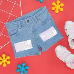 Pantaloons Junior Blue Cotton Embellished Shorts-image-52