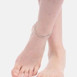 Zavya Ballroom Radiance Rhodium-Plated 925 Sterling Silver Anklet with Box Chain-picture-24