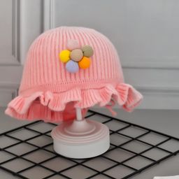Yellow Bee Girls Knitted Cloche Cap With Flowers-image-45