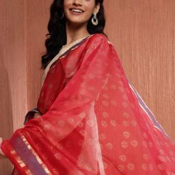 Fabindia Red Cotton Silk Blend Print Dupatta-image-29