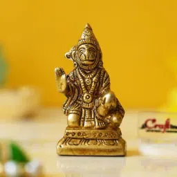 eCraftIndia Golden Brass Blessing Lord Hanuman Statue-image-89